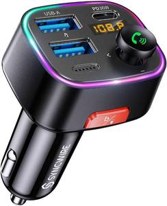 lot 40055 image: Syncwire Bluetooth 5.4 Car Adapter 48W FM Transmitter for Hands Free Calls