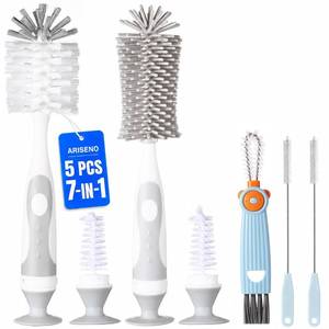 lot 40068 image: Ariseno 7-in-1 Baby Bottle Cleaner Set, Nylon & Silicone Brush, BPA-Free