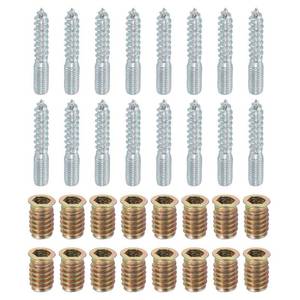 lot 40070 image: uxcell M8x50mm Hanger Bolts, 16pcs Dowel Screws with M8x20mm Inserts