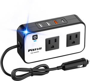 lot 40081 image: PiSFAU 200W Car Power Inverter - DC 12V to 110V AC Car Plug Adapter Outlet