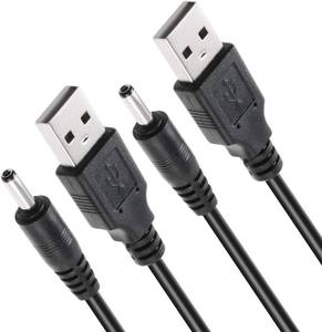 lot 40091 image: TENINYU USB 2.0 A to DC 3.5x1.35mm 5V Barrel Power Cable 3FT, Black, 2-Pack