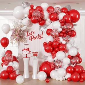 lot 40106 image: 114pcs Red and White Balloon Arch Kit with Red and White Balloons