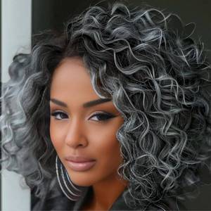 lot 40129 image: Pre Looped GoGo Curl Crochet Hair, 10 Inch, 8 Packs, 1BGrey