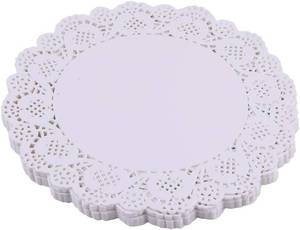 lot 40131 image: Tim&Lin White Lace Paper Doilies, 12-Inch Round, Placemats, Pack of 100