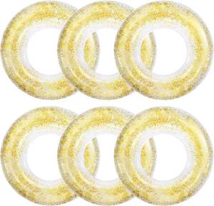 lot 40133 image: Jexine 6 Pcs Glitter Inflatable Pool Float Tube 30 Inch, Gold