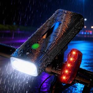lot 40136 image: Bike Front & Back Lights USB-C Rechargeable 5200mAh IPX6 Waterproof, 5 Modes