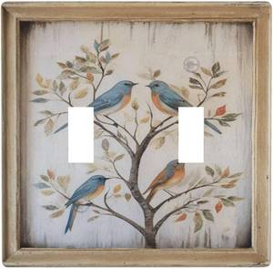 lot 40146 image: BirdArt Double Toggle Art Light Switch Cover