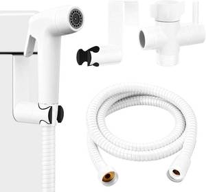 lot 40161 image: Handheld Bidet Sprayer for Toilet with Hose, FeminineBaby Wash (White)