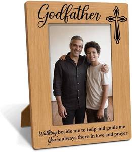 lot 40169 image: Godfather Photo Frame Gift from Godchild, Wooden 4x6 Picture Frame