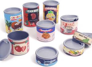 lot 40173 image: U DREAM Grocery Store Pretend Play,9PCS Toy Canned Food Remove Lid for Kid