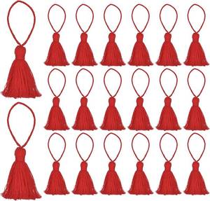 lot 40182 image: Uxcell 20Pcs Chunky Bookmark Tassels 4.3-Inch Hanging Loop, Red, DIY Craft