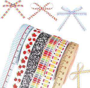 lot 40198 image: Fanfanwin 6 Pcs School Ribbons for Crafting 30 Yds Grosgrain (0.39 in)