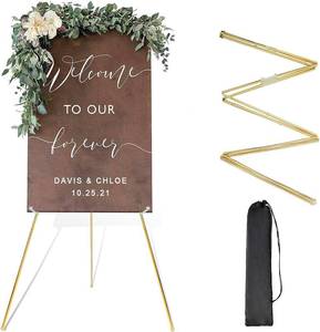 lot 40205 image: DANMO Easel Stand for Wedding Sign Poster 63 Floor Adjustable Display Gold