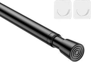 lot 40207 image: MEXAU 1Pack Spring Tension Curtain Rod 26-39 inch Black Small Tension Rod