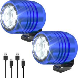 lot 40215 image: 2 Rechargeable Headlights Clip-On for Clog Shoes, Adjustable Light, Blue