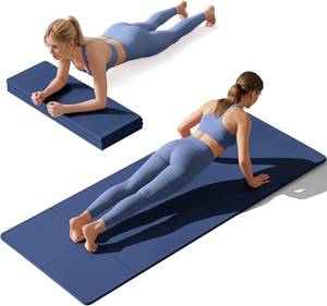 lot 40223 image: Foldable Non-Slip Yoga Mat 72x24 in, Thick, w Carrying Strap & Bag