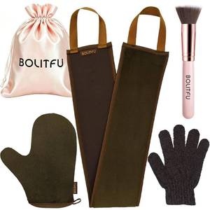 lot 40233 image: 4 Pack Self Tanning Mitt Applicator Kit, Reusable & Washable (Brown)
