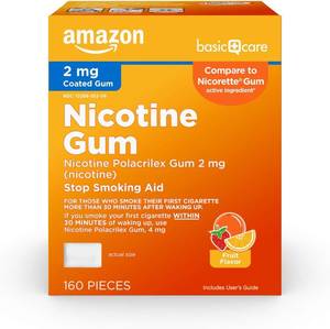 lot 40237 image: Amazon Basic Care Nicotine Polacrilex Gum, 2 mg, Fruit Flavor, 160 Count