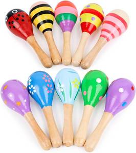 lot 40244 image: POPLAY 10PCS Mini Wooden Maracas, Toddler Musical Instruments Shakers