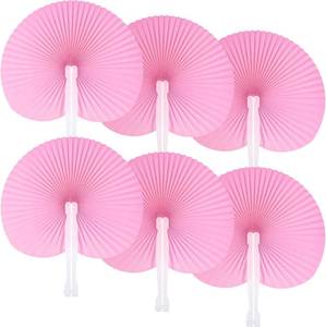 lot 40245 image: Pangda 24-Piece Round Folding Paper Fans Assortment for Party (Pink)