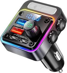 lot 40261 image: Nulaxy 54W Bluetooth 5.3 Car Adapter, FM Transmitter 4-Port Fast Charging