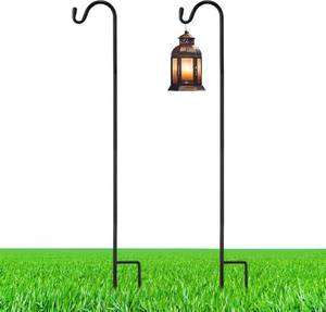 lot 40264 image: 2 Pcs 24 Inch Shepherds Hook for Outdoor Adjustable Bird Feeder Pole