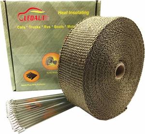 lot 40272 image: LEDAUT 2 x 50 Titanium Exhaust Heat Wrap Roll with Stainless Ties