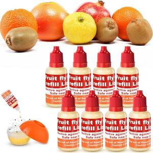 lot 40282 image: Qualirey 8 Pack Fruit Fly Trap Refill Liquid, 0.68oz Bottle (Red)