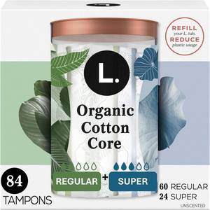 lot 40289 image: L. Cotton Tampons RegularSuper, Multipack, Free of chlorine pesticides 84ct