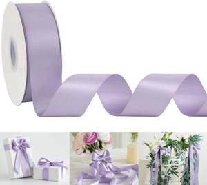 lot 40290 image: HUIHUANG Purple Satin Ribbon 1.5 in x 50 yd Lavender Double-Faced Gift Wrap