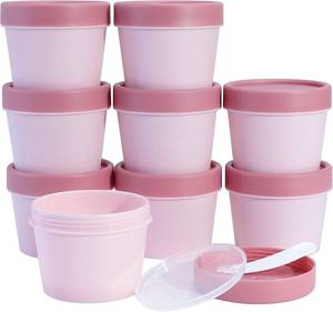 lot 40291 image: LONGWAY 3.4oz100ml Empty Leakproof Cosmetic Jars, Wide-Mouth Dome Lids, Pink 3p