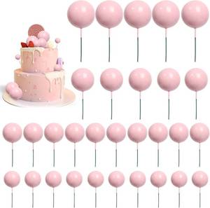 lot 40293 image: 30 PCS Balls Cake Topper, Pink