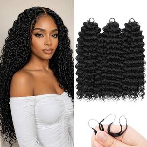 lot 40299 image: Feather Crochet Hair, Knotless Crochet with Invisible Install (1B, 14in)