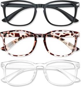 lot 40300 image: Blue Light Glasses for Woman Men, 99% Blocking Square Frame 3 Pairs