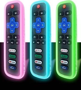 lot 40316 image: 3 Pack Silicone Cover Case for Roku TV Remote   Shockproof, Washable