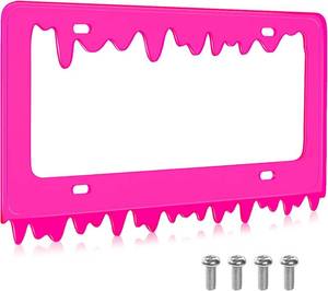 lot 40320 image: Timtin 1 Set Fluorescent Rose Red License Plate Frame, Style 1