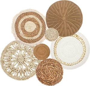 lot 40322 image: CODOHI Set of 7 Boho Wall Baskets - RattanWoven Water Hyacinth Decor