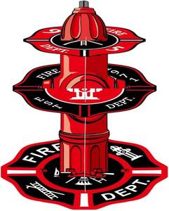 lot 40323 image: Three-Tier Fire Hydrant Cake Stand - Fire Truck Birthday Dessert Stand