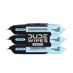 lot 40326 image: DUDE Wipes Medicated Hemorrhoid Flushable Wipes, Witch Hazel, 144 Count