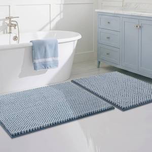 lot 40351 image: BSICPRO Bathroom Rugs Set 2 Piece, Light Blue, 20x32  16x24