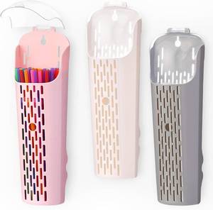 lot 40355 image: AceOrbit 3-Pack Plastic Straw Dispenser with 11-Inch Drying Rack, Dust Cover