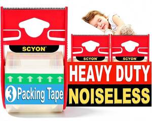 lot 40363 image: SCYON Packing Tape with Dispenser, Clear 1.88 in x 22.2 yd, 3 Rolls