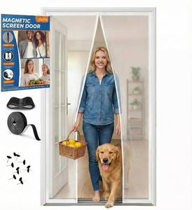 lot 40364 image: Premium Magnetic Screen Door, Heavy-Duty Reinforced Mesh, No-Gap Seal