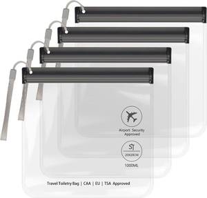 lot 40377 image: SLIJAR 4Pcs Clear TSA Approved Security Toiletry Bag Quart Size(Black)