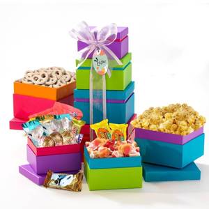 lot 40418 image: Broadway Basketeers Easter Gift Tower, Chocolate, Candy & Eggs
