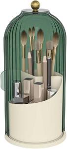 lot 40422 image: Makeup Brush Holder with Dustproof Cover, 360  Rotating Organizer, Green