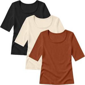 lot 40425 image: 3 Pack Girls Ribbed T Shirts 7-8 Y