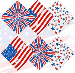lot 40431 image: 60 Pack 4th of July Disposable Napkins - Patriotic American Flag Theme 4Pack