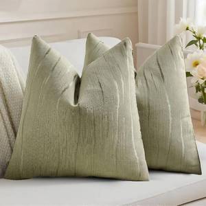 lot 40440 image: HAUSSY Pack of 2 Chenille Throw Pillow Covers 18x18 Inch,Olive Green