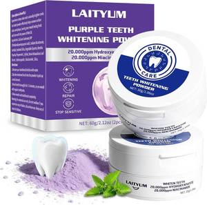 lot 40521 image: Purple Teeth Whitening Powder - Gentle for Sensitive Teeth - 1pc 2-pack